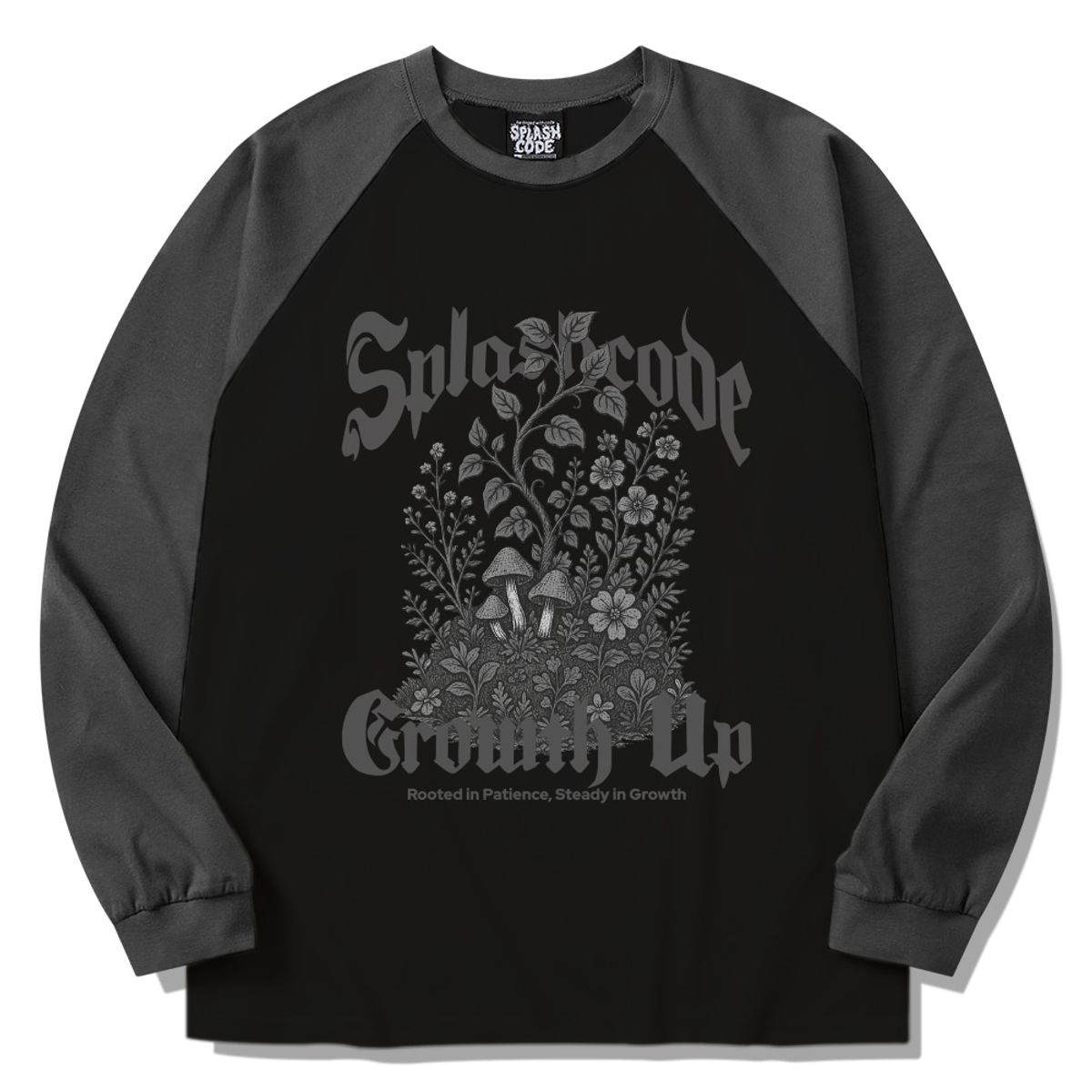 스플래시코드(SPLASHCODE) 래글런 롱슬리브 블랙 - 그로우쓰(Growth Up)