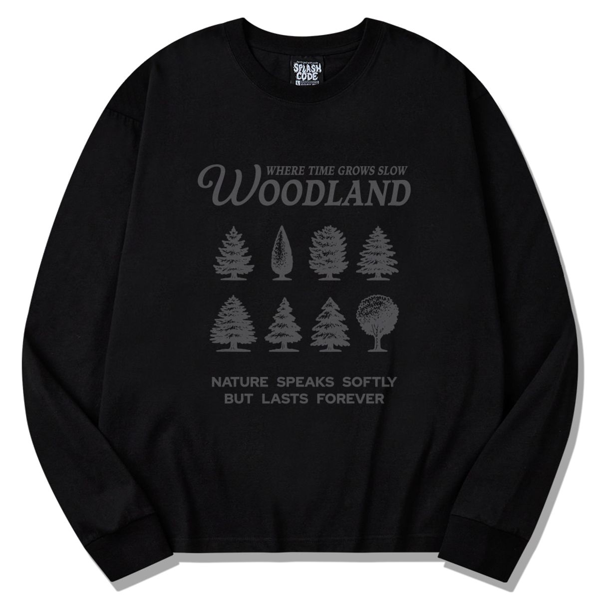 스플래시코드(SPLASHCODE) 롱슬리브 블랙 - 우드랜드(Woodland)