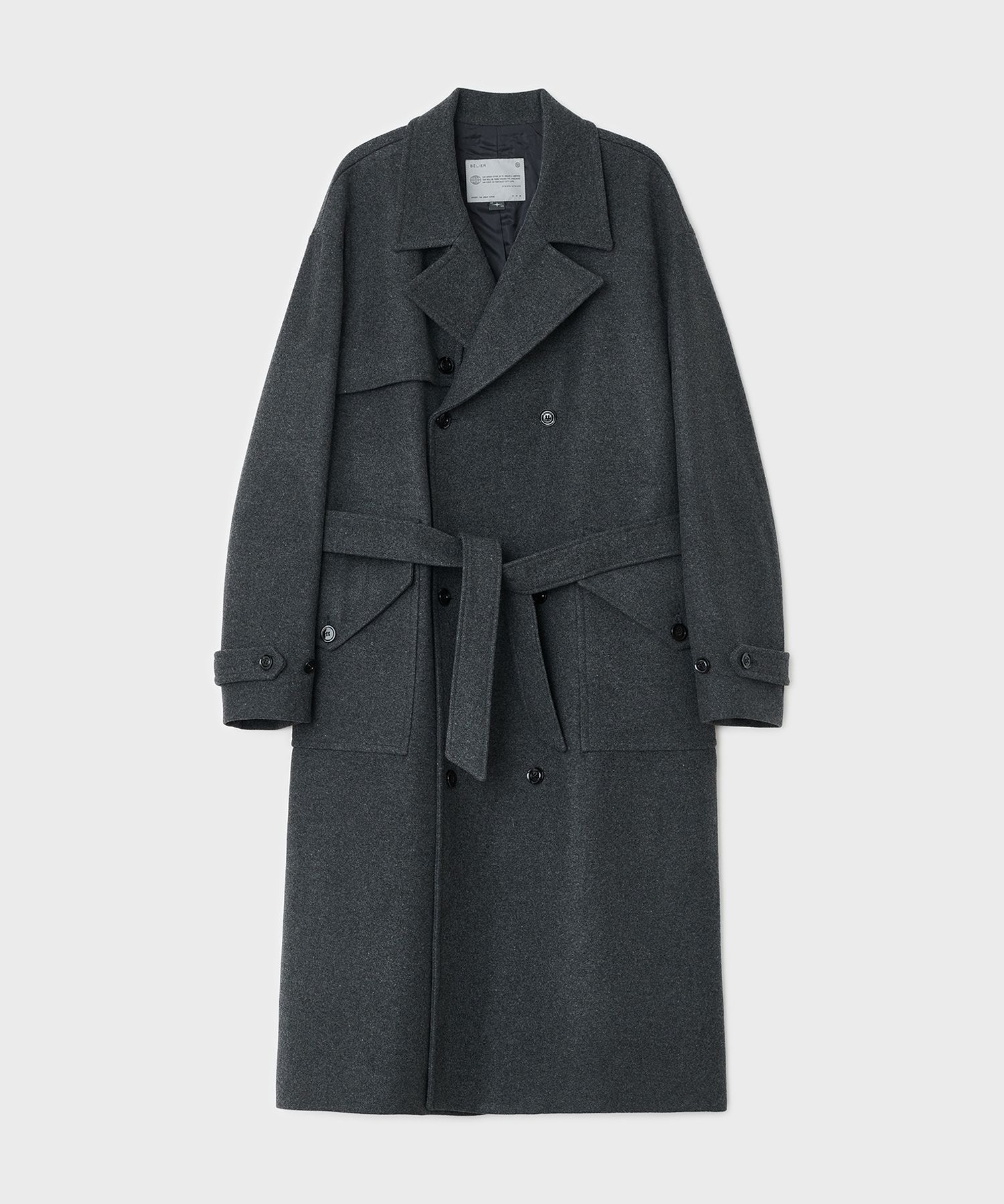 MUSINSA BELIER Legacy Melton Trench Coat Charcoal Grey