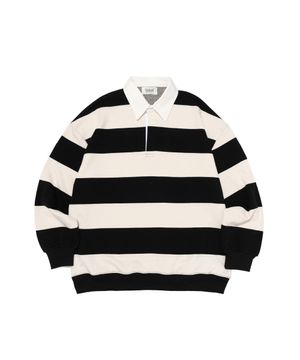 옥스퍼드 스트라이프 폴로 스웨트셔츠 (블랙)