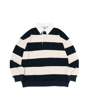 옥스퍼드 스트라이프 폴로 스웨트셔츠 (네이비)