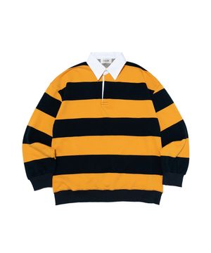 옥스퍼드 스트라이프 폴로 스웨트셔츠 (머스타드/네이비)