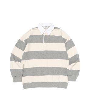 옥스퍼드 스트라이프 폴로 스웨트셔츠 (그레이)