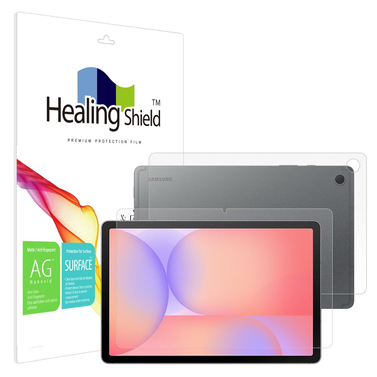 힐링쉴드(HEALINGSHIELD) 갤럭시탭S10 라이트 저반사 지문방지 액정보호필름1매 후면1매