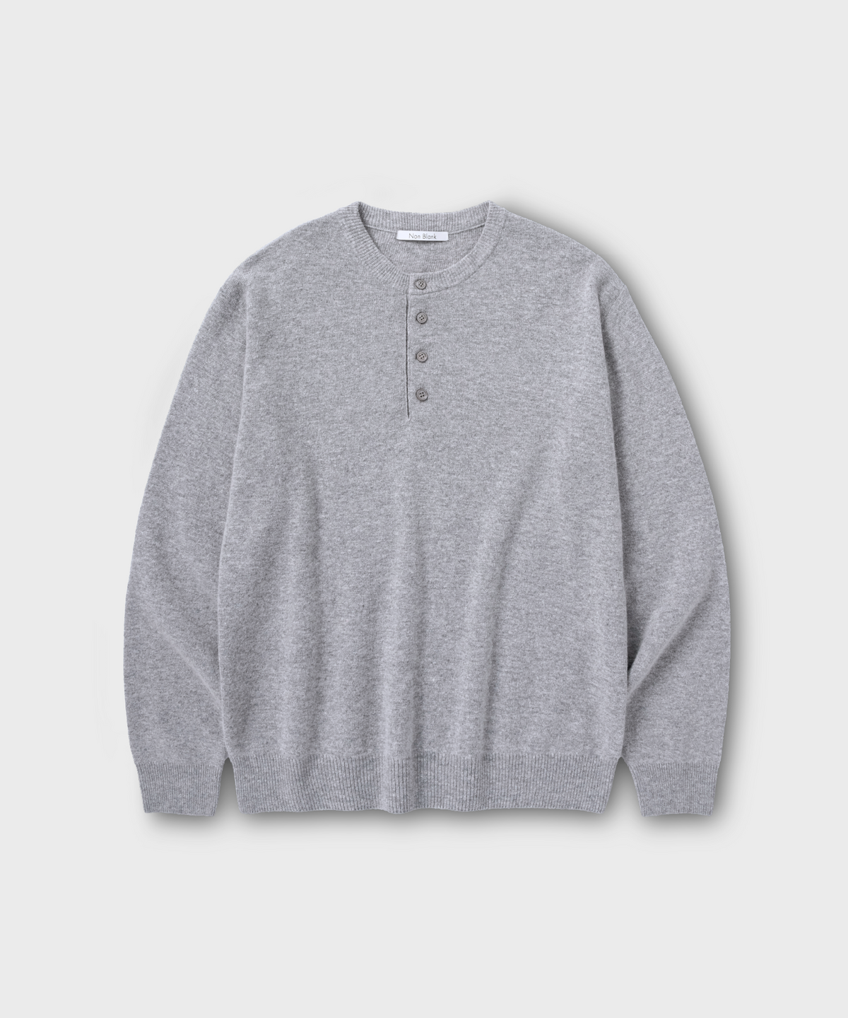 넌블랭크(NONBLANK) 파인 얀 데일리 헨리넥 니트_LIGHT GREY