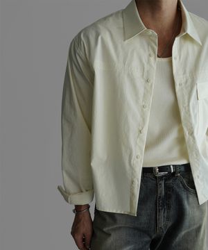 패널 원포켓 크롭 셔츠 [아이보리크림]