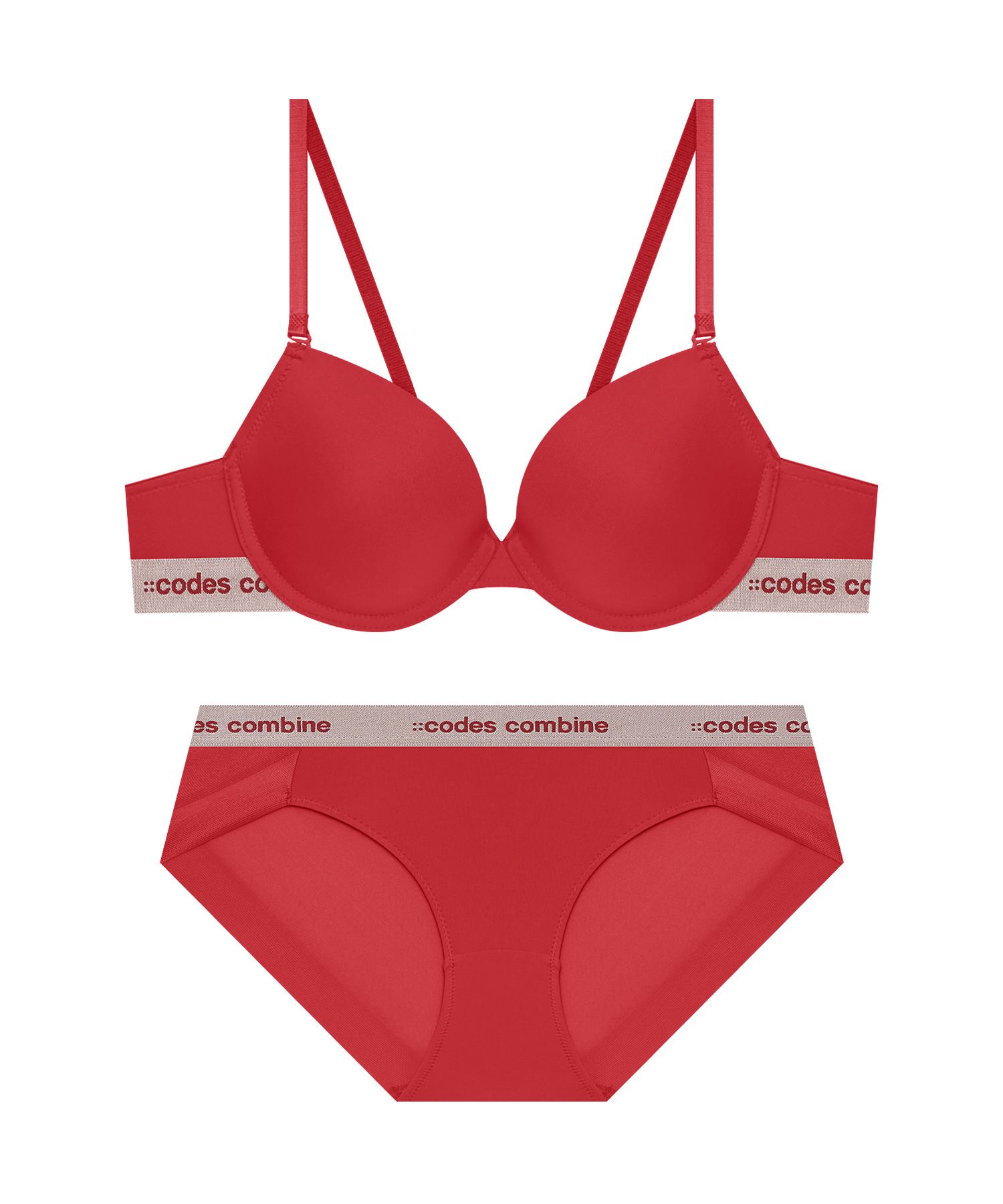 MUSINSA | CODESCOMBINE INNERWEAR Askin Sparkband Bra and Panty Set_Red