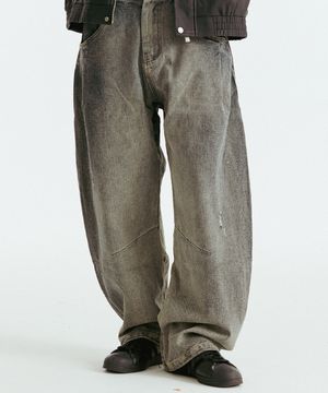 뒷면 절개 데님 팬츠 (블루)