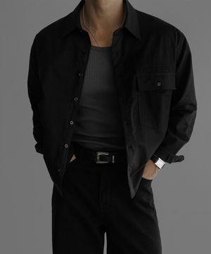 패널 원포켓 크롭 셔츠 [블랙]