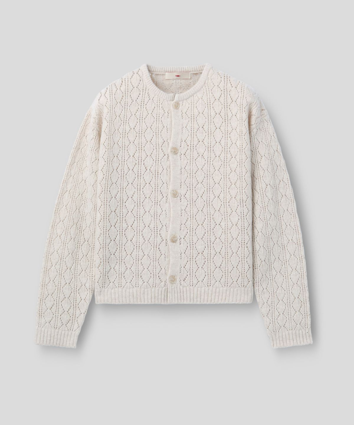 엠엠아이씨(MMIC) CASHMERE CROCHET CARDIGAN (BEIGE)