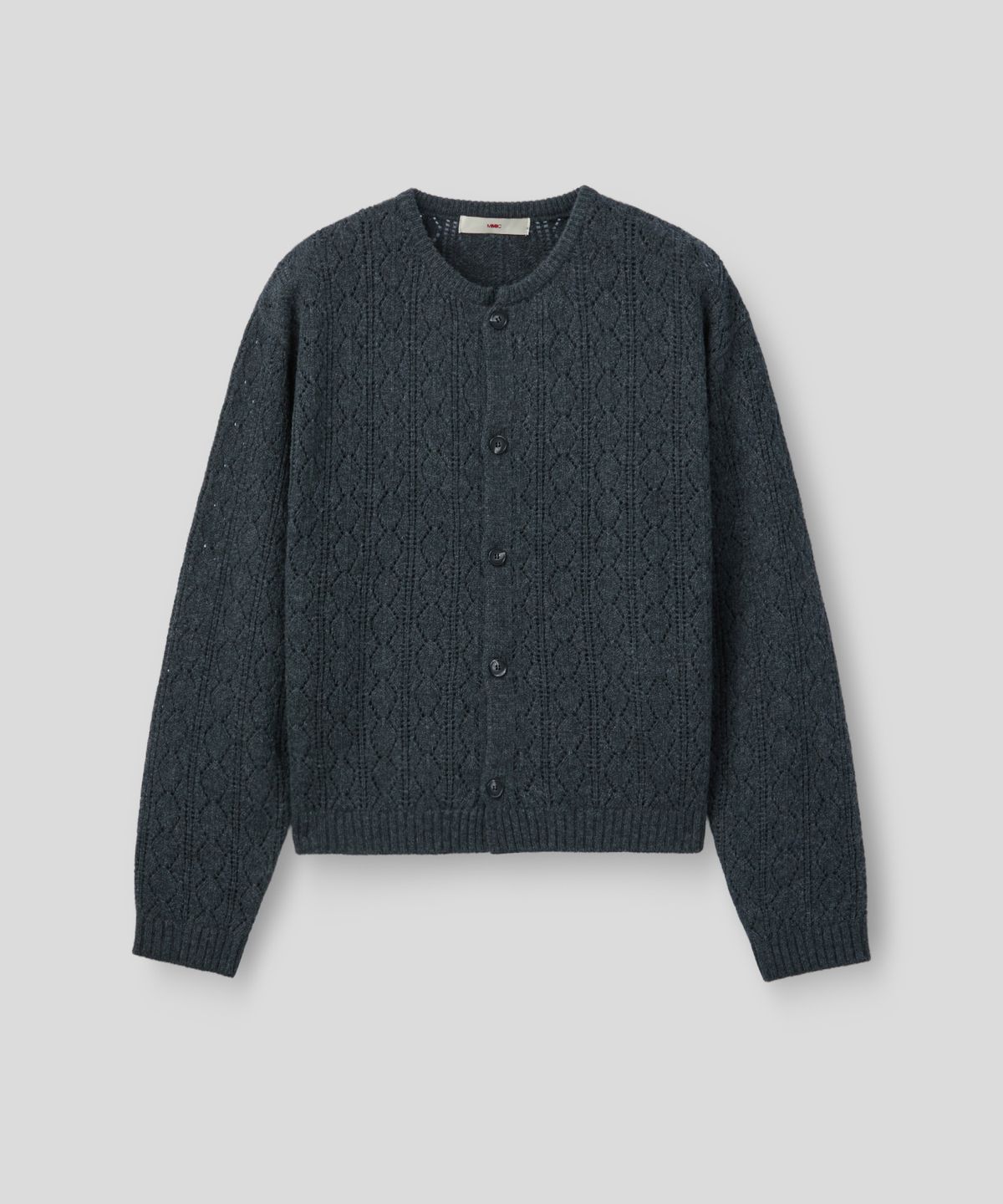 엠엠아이씨(MMIC) CASHMERE CROCHET CARDIGAN (CHARCOAL)