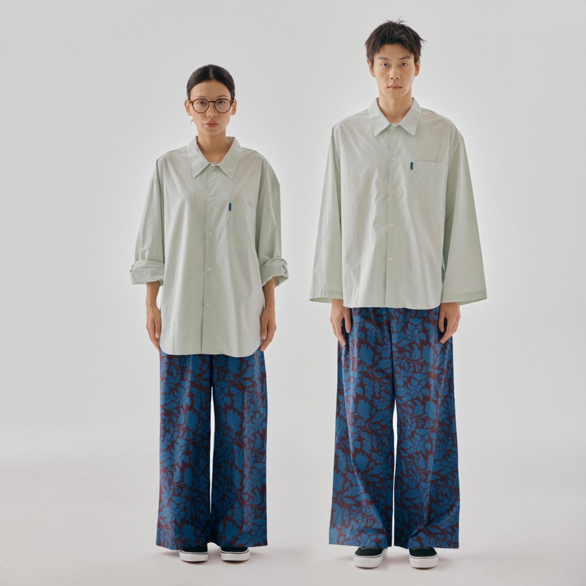 핀카(FINCA) GR&PP 클래식 홈웨어 파자마 셋업_민트크림&금상화 퍼플 2Sizes