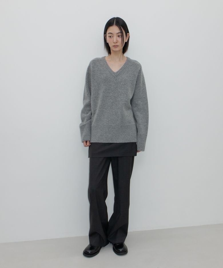 LAYERED SKIRT PANTS / DARK GREY