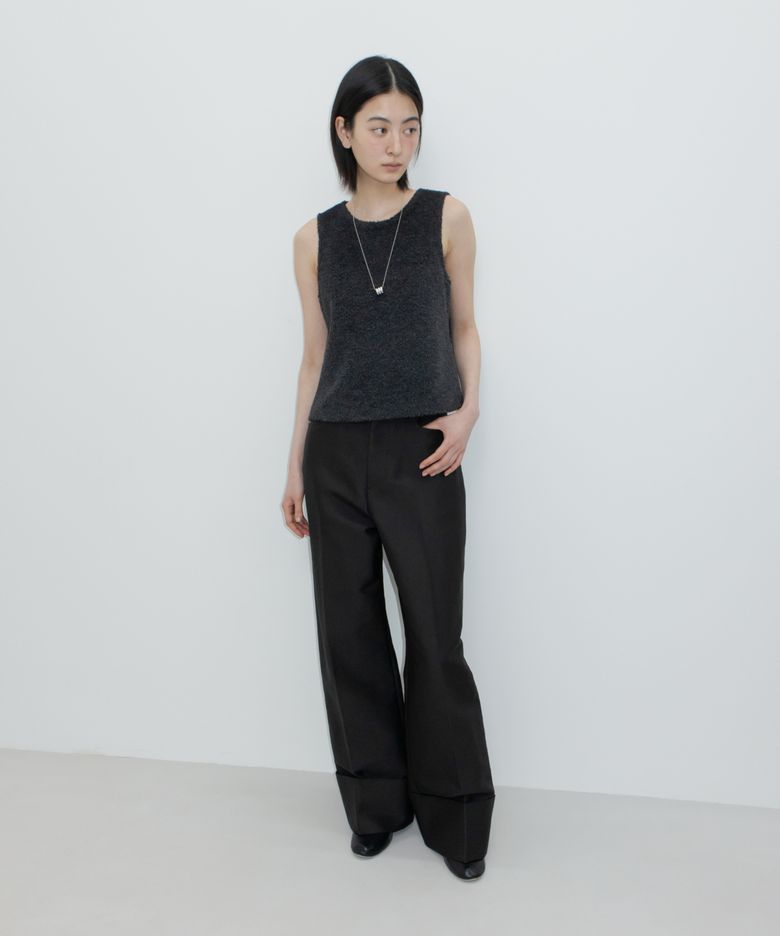 STRAIGHT TURN-UP PANTS / BLACK