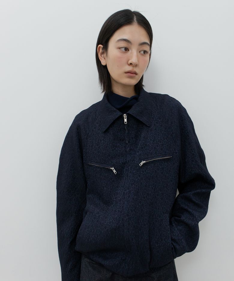 JACQUARD ZIPPER BLOUSON / NAVY
