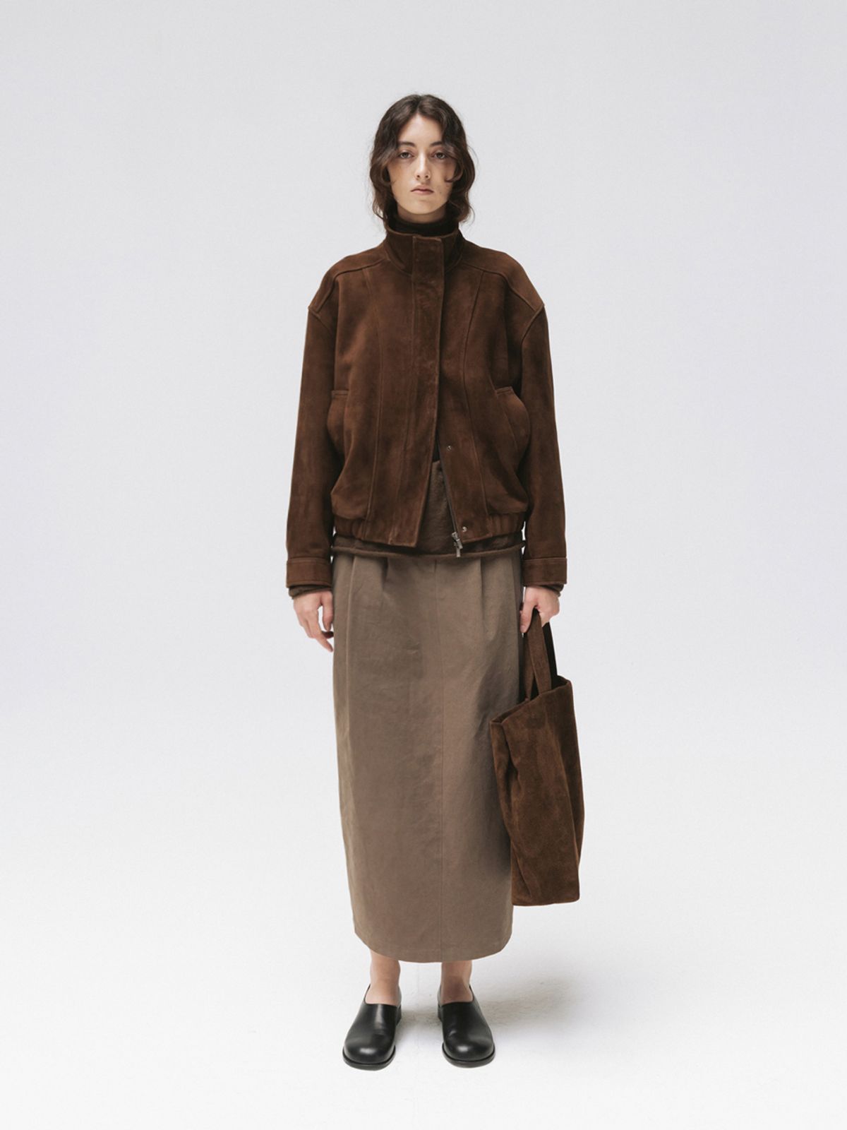 모이아(MOIA) leather jumper (brown suede)