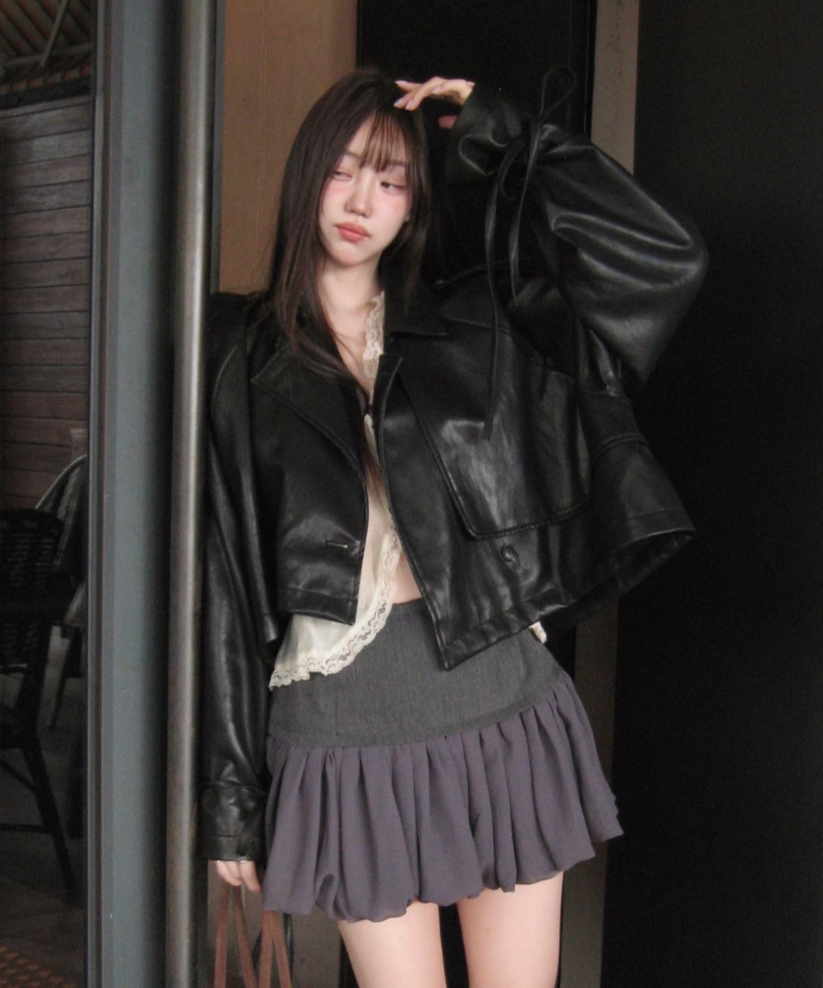 모이페어(MOIFAIRE) [연우 PICK] LEATHER STRAP TRENCH JACKET / BLACK