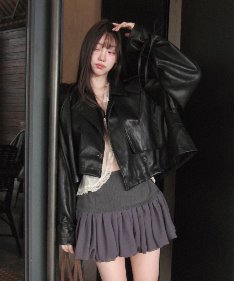 [연우 PICK] LEATHER STRAP TRENCH JACKET / BLACK