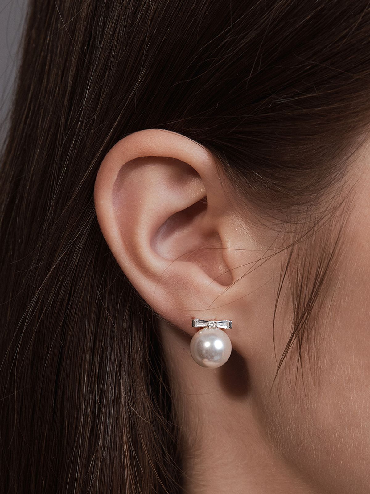 헤이(HEI) [sv925] ribbon pearl drop studs earring