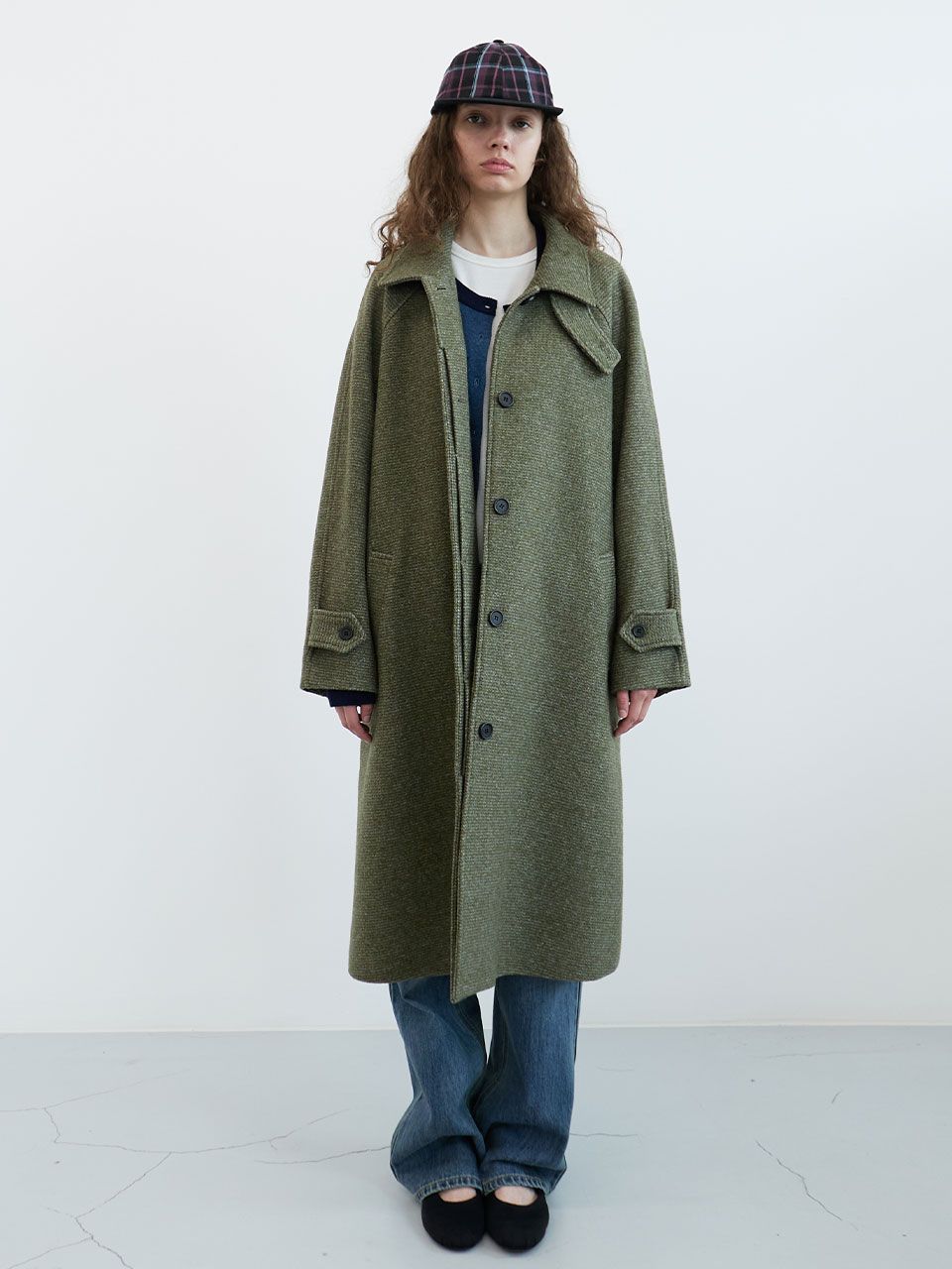 MUSINSA公式 | ENZO BLUES ストライプバルマカンコート (カーキ)