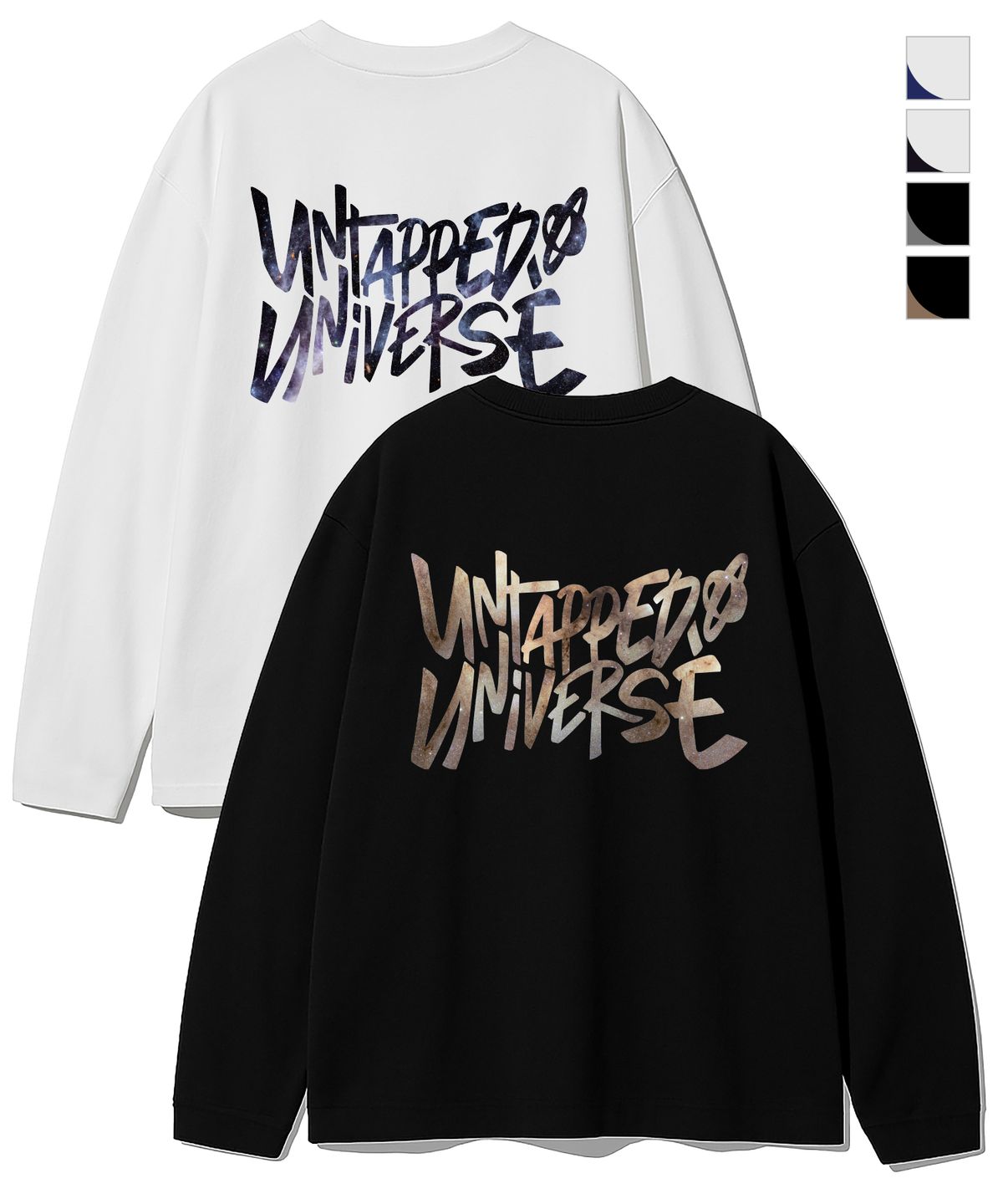 언탭트 스튜디오(UNTAPPED STUDIO) 유니버스 스페이스 아트웍 오버핏 긴팔 티셔츠 8Color