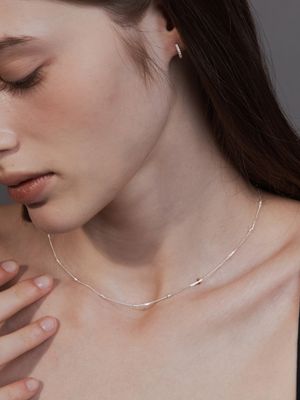 [sv925] soft double dot chain necklace