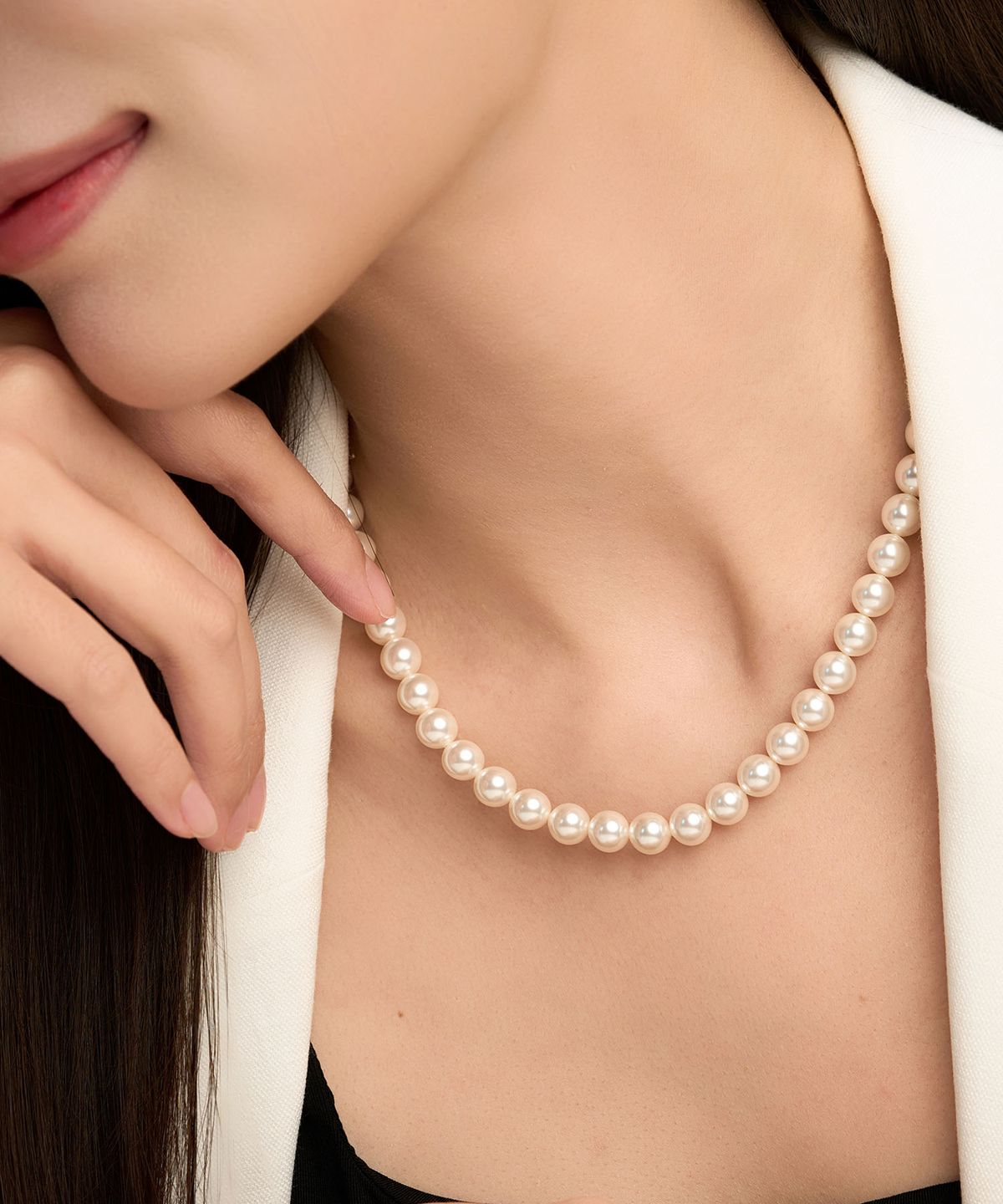 로이드(LLOYD) 에센셜 화이트 진주 14K 골드 목걸이 L (8mm) LNN25046G