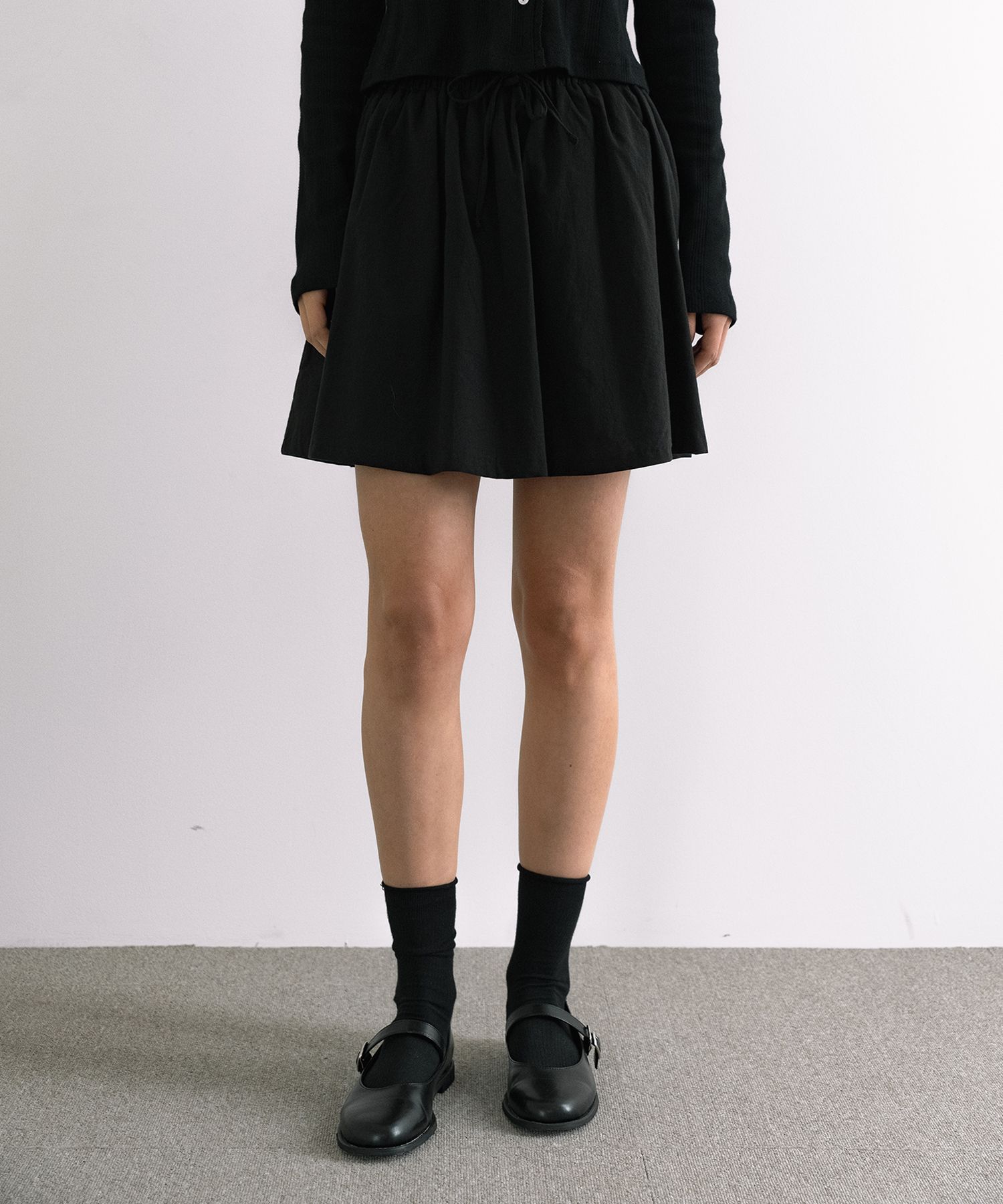 MUSINSA | LAMINEZ Ciel Flare Skirt Pants - Black