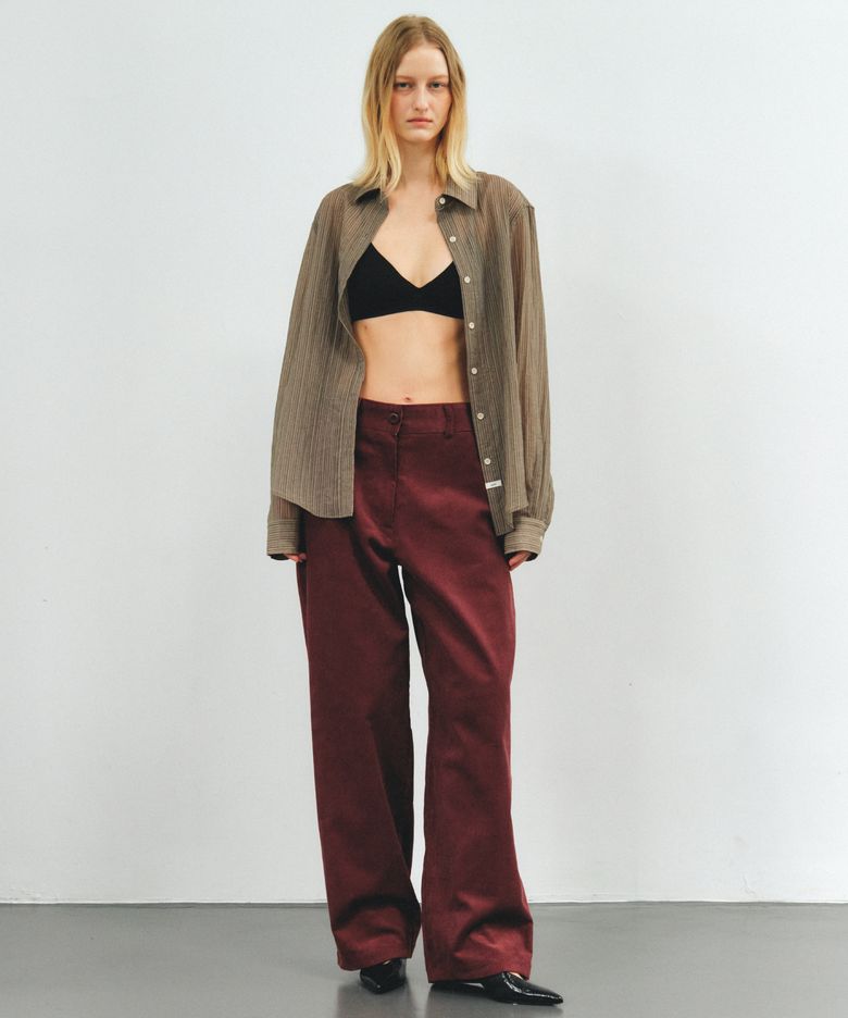 CORDUROY WIDE PANTS -WINE