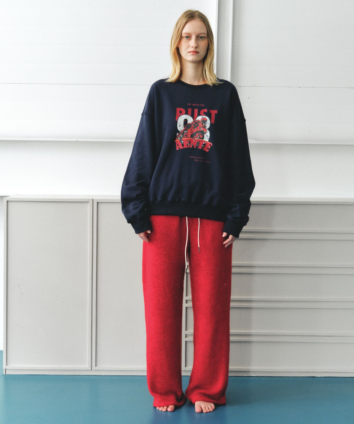 앤테(AENTE) WARM TERRY BANDING PANTS - RED