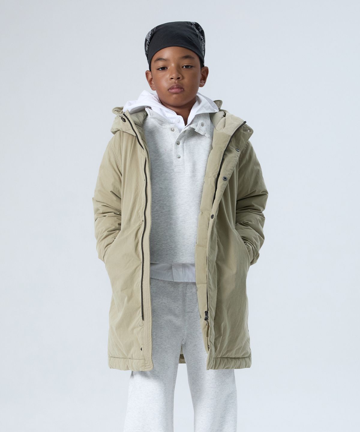 나우(nau) KIDS 어센틱 야상 다운 코트 Light Khaki Beige
