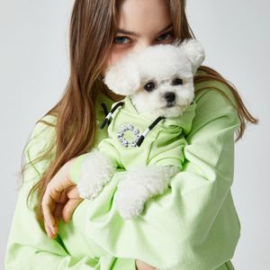 NYC 로고 강아지 후드티 - 빈티지그린