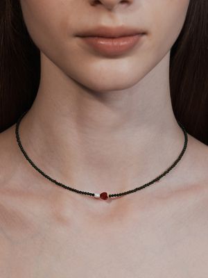 red love & olive beads necklace