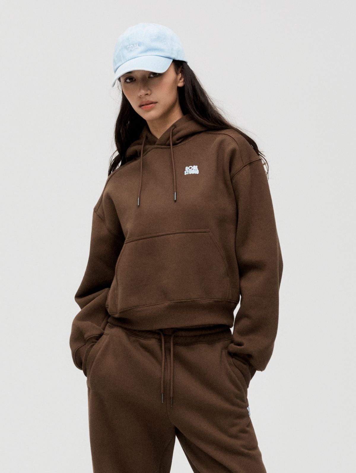 골스튜디오(GOALSTUDIO) WS ESSENTIAL BRUSHED HOODIE-DARK BROWN