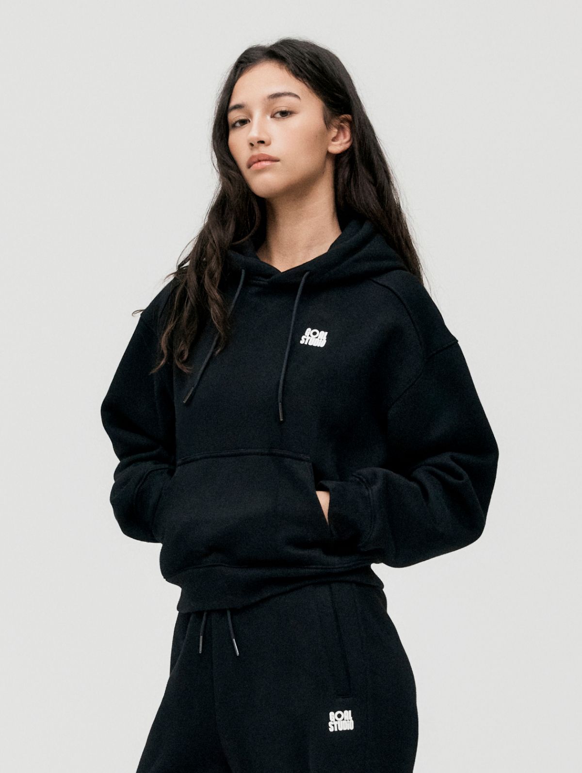 골스튜디오(GOALSTUDIO) WS ESSENTIAL BRUSHED HOODIE-BLACK