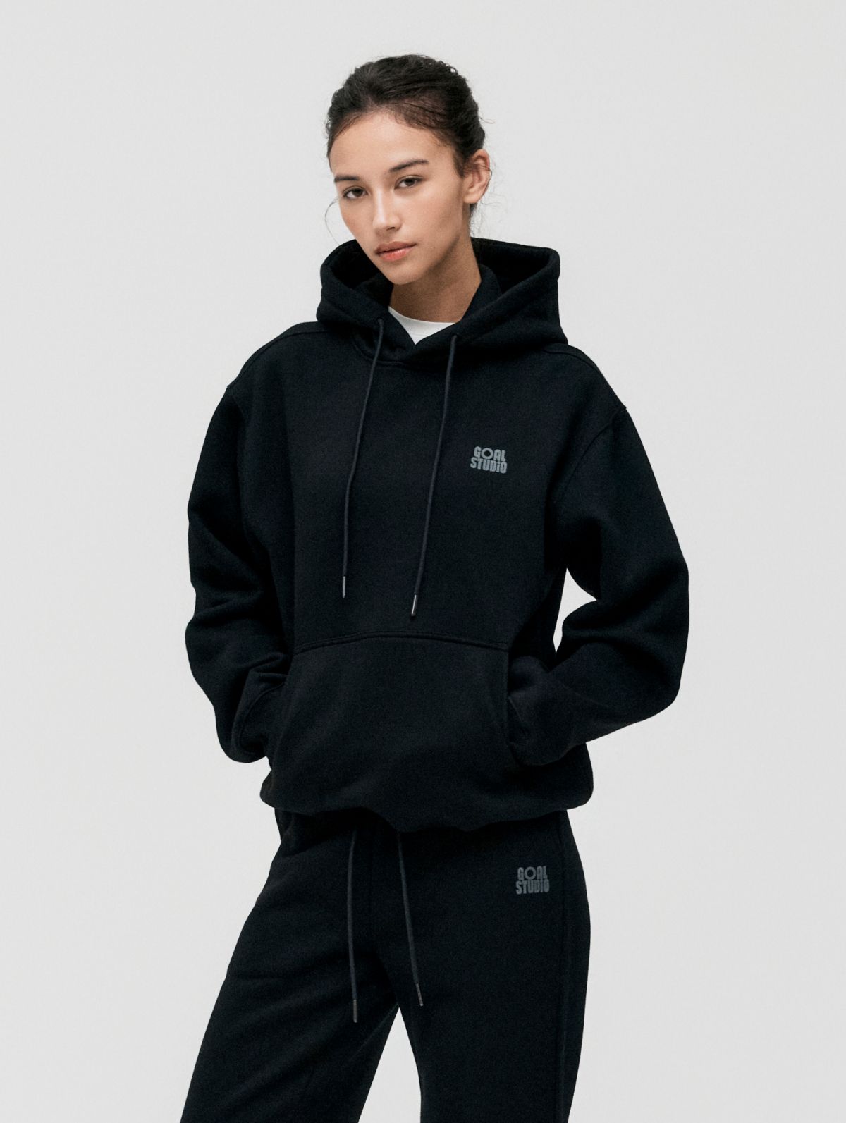 골스튜디오(GOALSTUDIO) ESSENTIAL BRUSHED HOODIE-BLACK