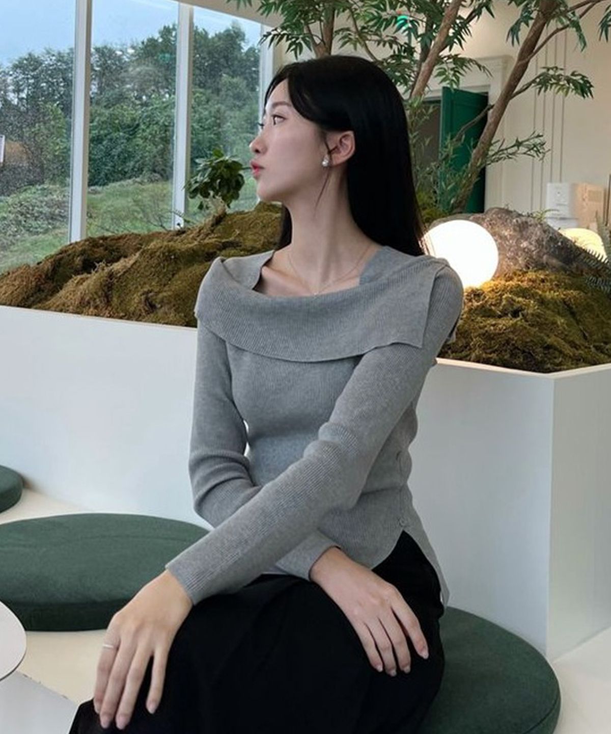 미쏘(MIXXO) 버튼업 언발숄더 풀오버_MIWKAFV13T