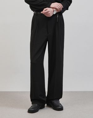 페어린 세미 와이드 투턱 슬랙스 [블랙]