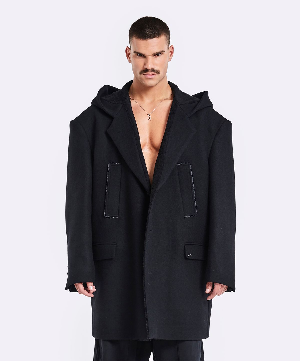 51퍼센트(51PERCENT) Oversized single hoodie coat - black