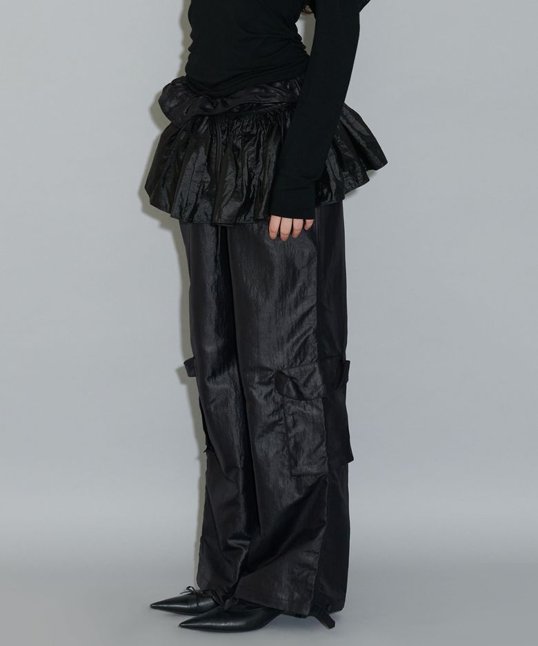 LAYERED FRILL WRAP, BLACK