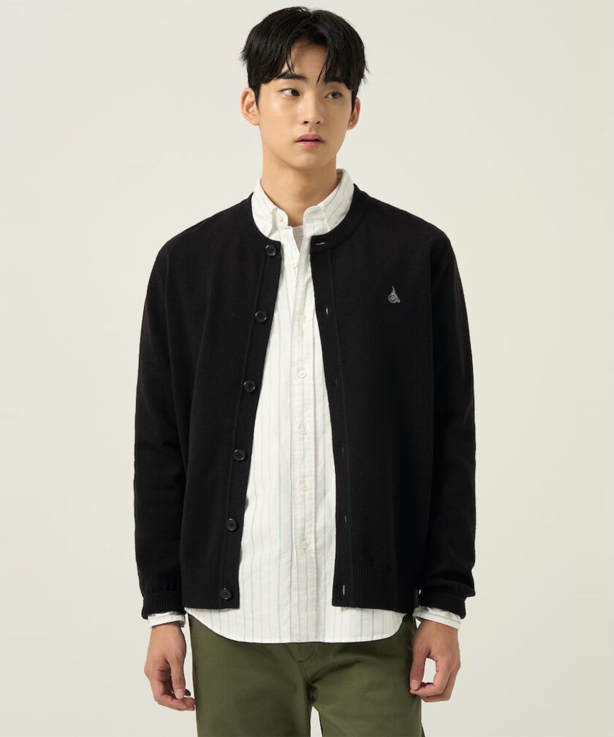 빈폴 멘(BEANPOLE MEN) 울 혼방 라운드 카디건  블랙