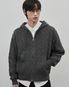 인트레 세미 오버핏 케이블 니티드 후드집업 [차콜]