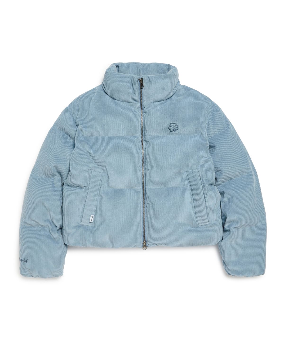 마크곤잘레스(MARK GONZALES) 우먼즈 클러브 크롭 코듀로이 패딩 푸퍼 자켓 - GREYISH BLUE