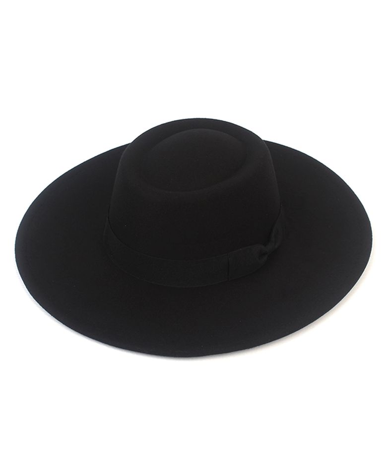 Wool Black Ribbon Long Fedora 페도라