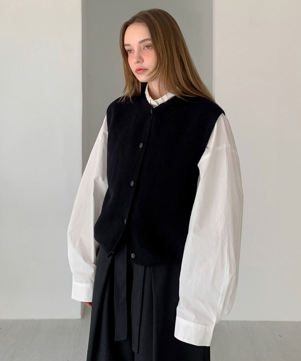바스카라(VASCARA) Snap Button Knit Vest (4colors)
