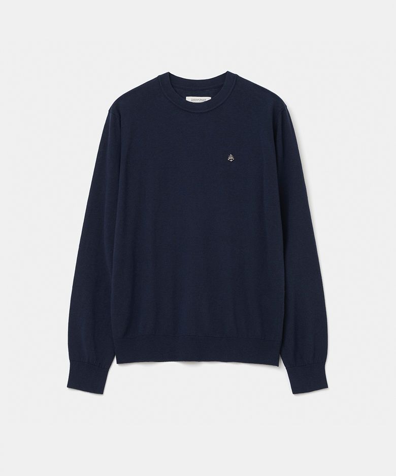 silk blended crew neck knit navy
