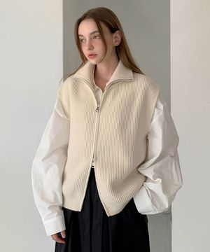 Two-Way Zip-Up Knit Vest (3colors)