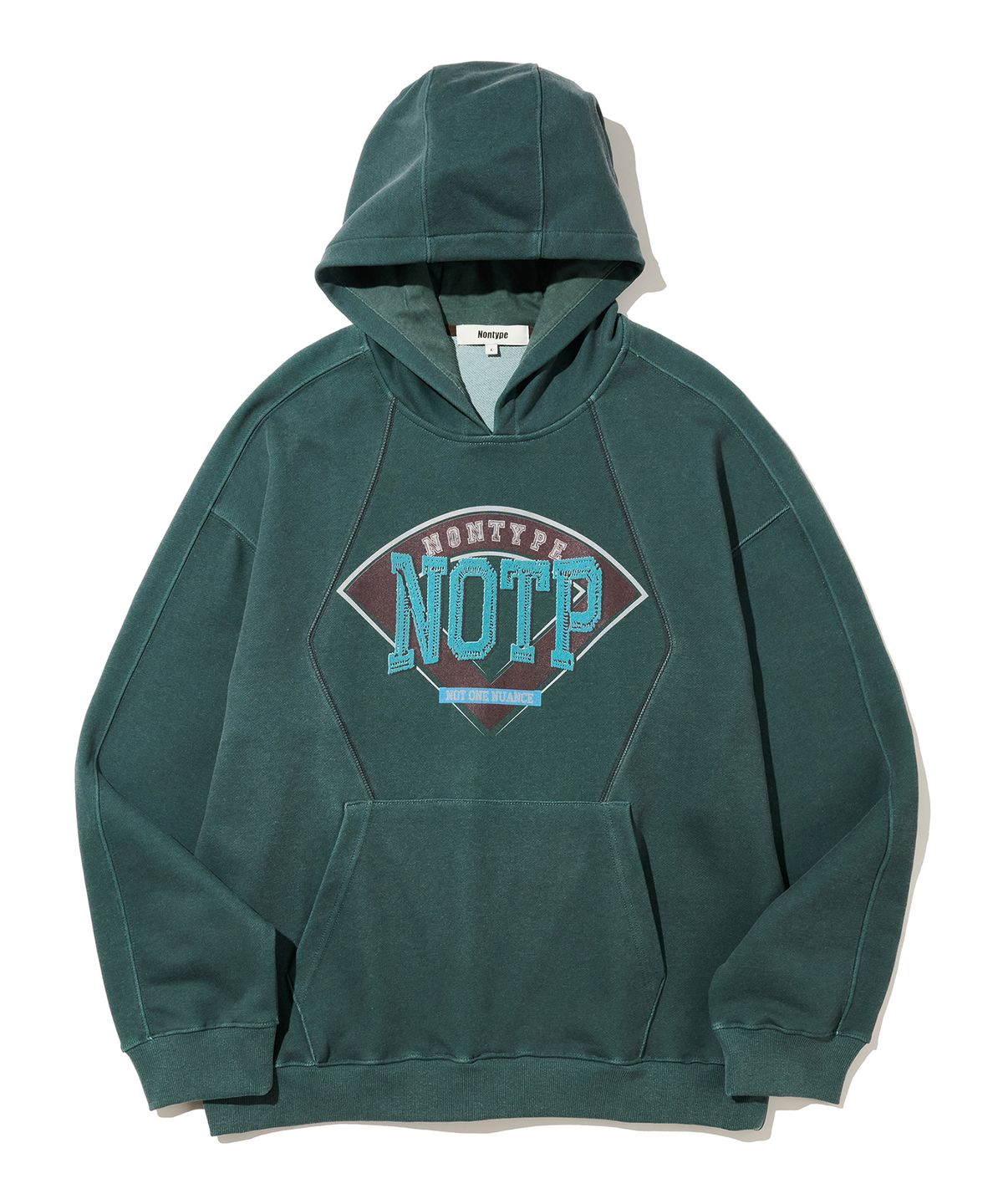 논타입(NONTYPE) NOTP BASEBALL INSICION HOODIE (DEEP GREEN)