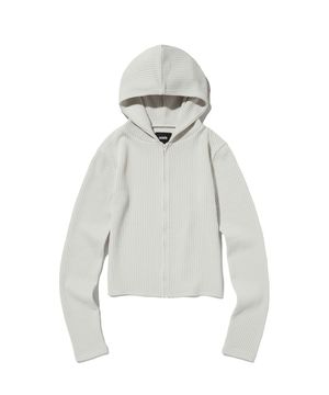 HOODED RIB ZIP UP [LIGHT GRAY]
