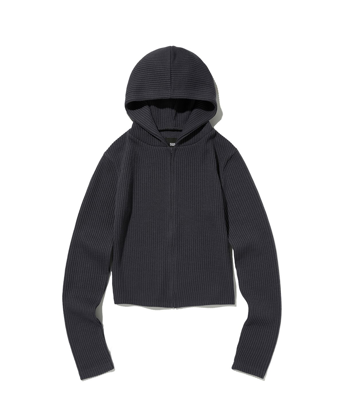 스웨이드(SUADE) HOODED RIB ZIP UP [CHARCOAL GRAY]